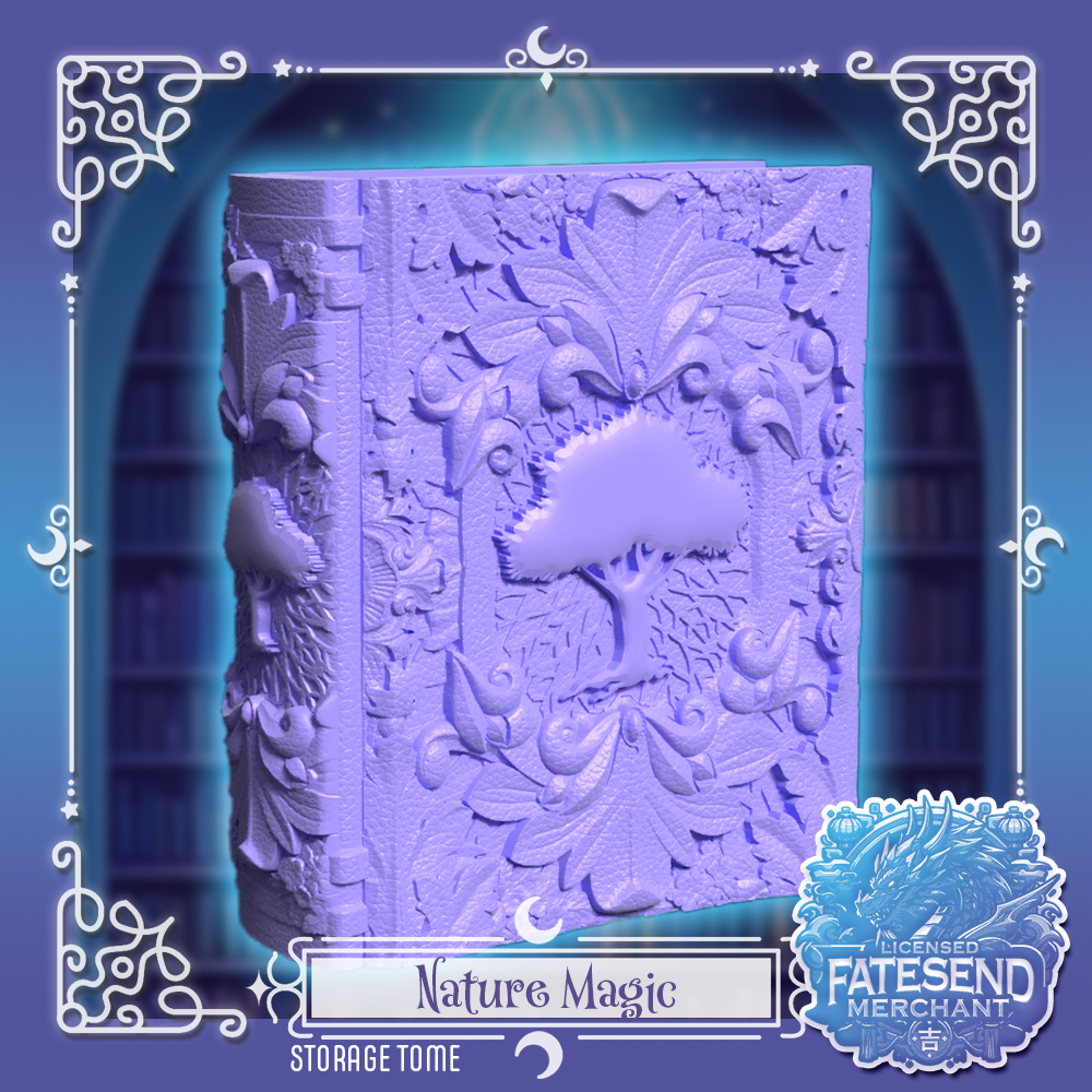 [MTO] Nature Magic Fantasy Tome - Dice & Card Storage Box