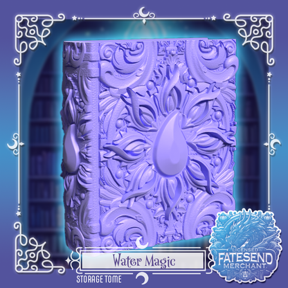 [MTO] Water Magic Fantasy Tome - Dice & Card Storage Box