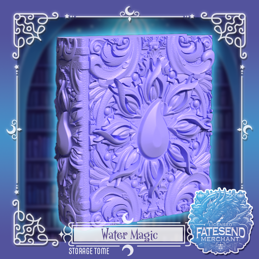 [MTO] Water Magic Fantasy Tome - Dice & Card Storage Box