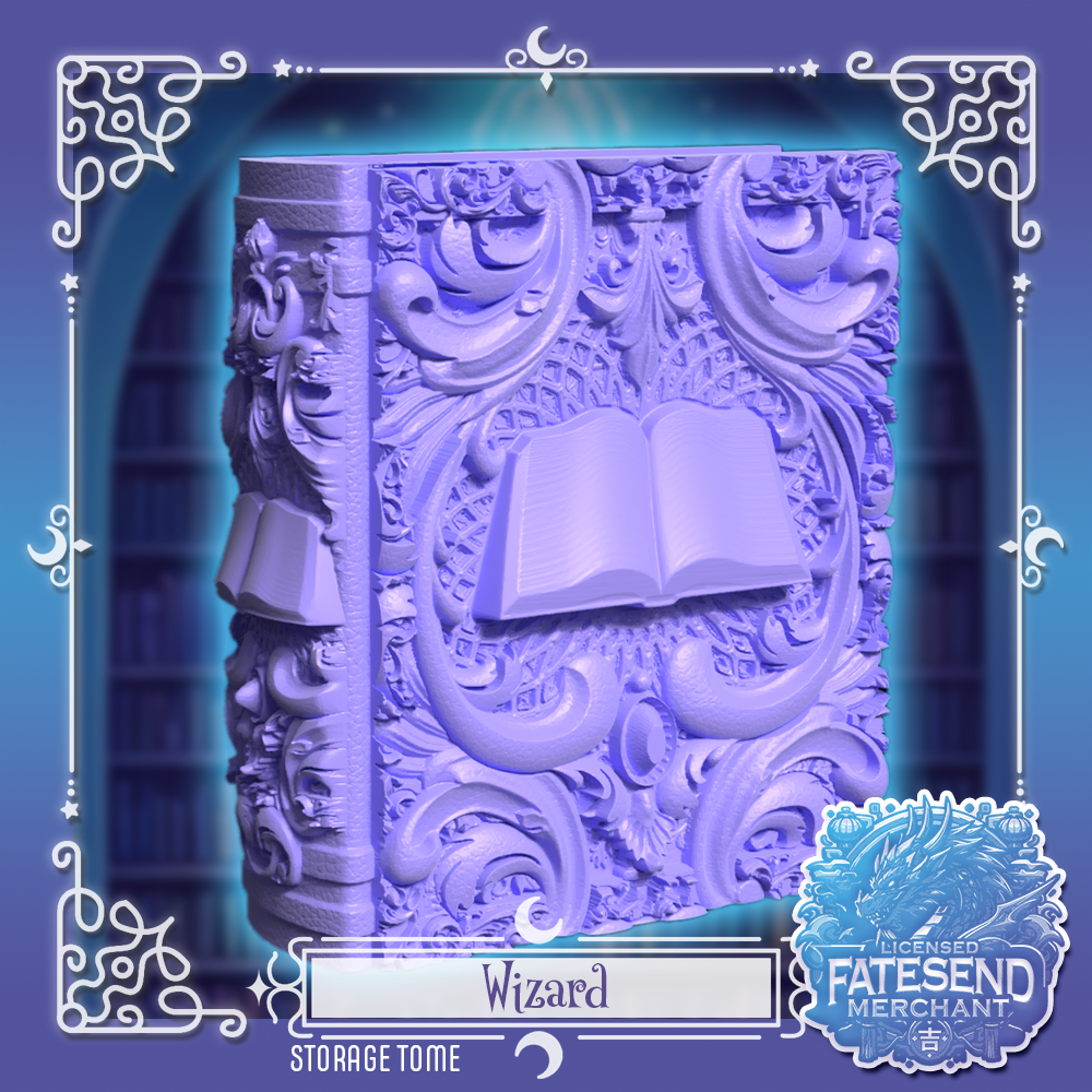 [MTO] Wizard Fantasy Tome - Dice & Card Storage Box